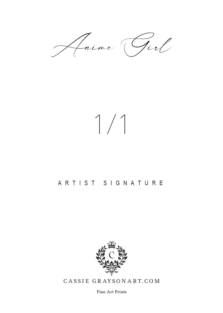 Anime Girl Waifu 1/1 Original One Of A Kind Card Artist Signed
