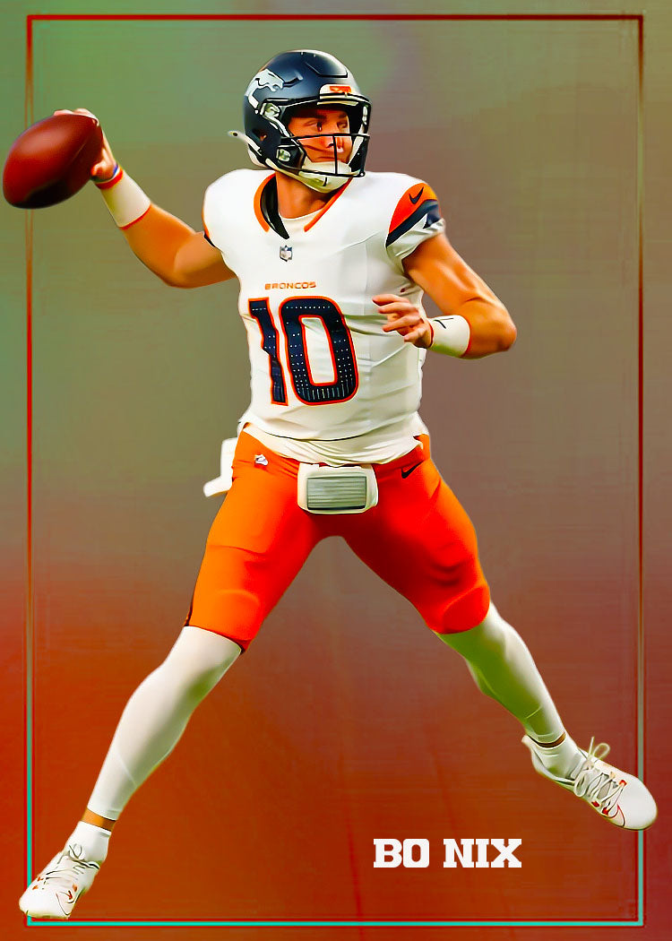 Bo Nix Denver Broncos  1/1 Original One Of A Kind Card Artist Signed