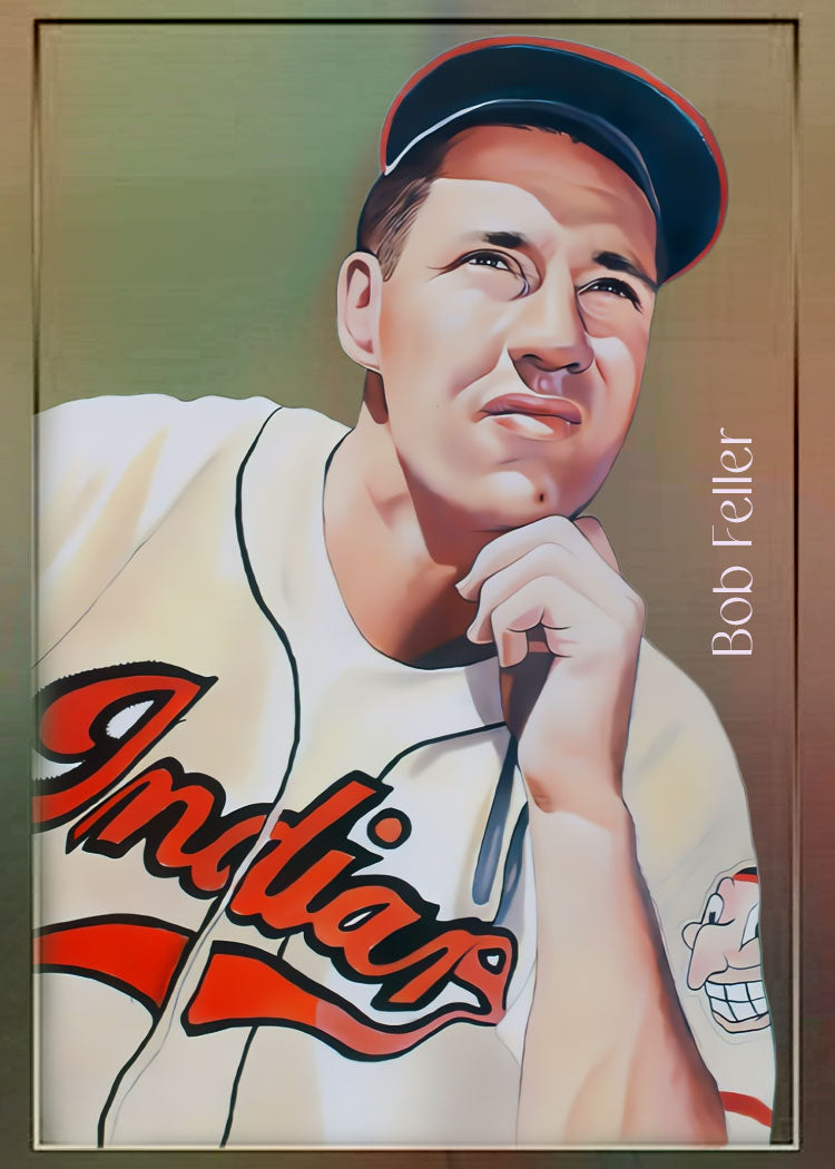 Bob Feller Cleveland Baseball 1/1 Fine Art Print ACEO Card