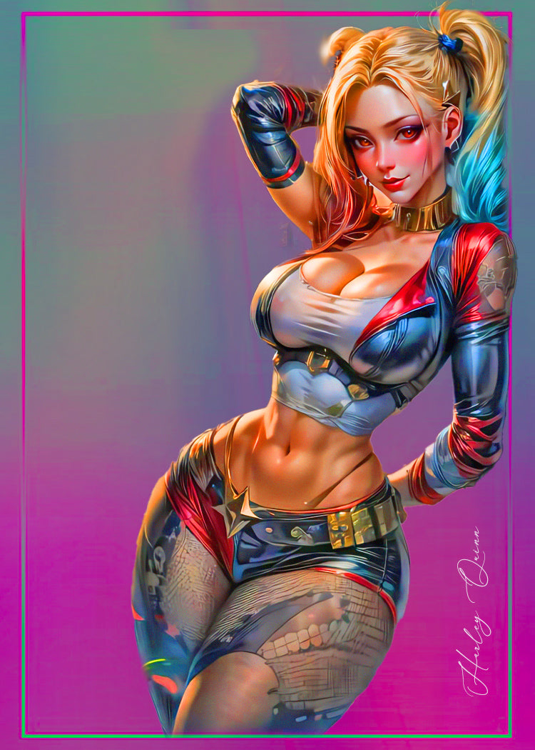 Harley Quinn Anime Girl  1/1 Original One Of A Kind Card Artist Signed