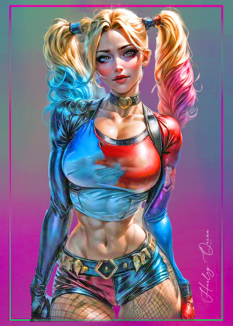 Harley Quinn Anime Girl  1/1 Original One Of A Kind Card Artist Signed