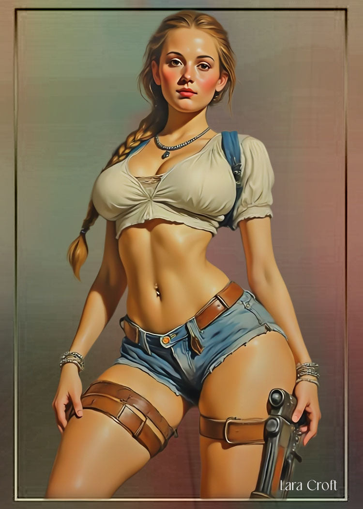 Lara Croft Anime Girl 1/1 Original One Of A Kind Card Artist Signed