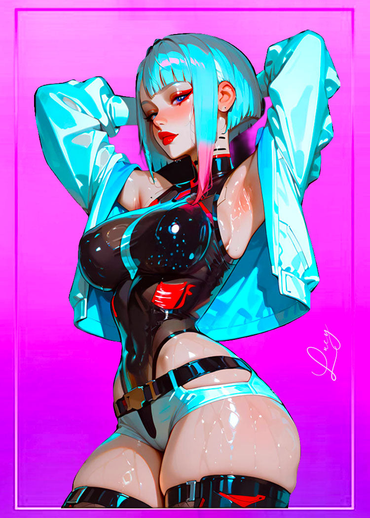 Lucy Anime Girl Waifu 1/1 Original One Of A Kind Card Artist Signed