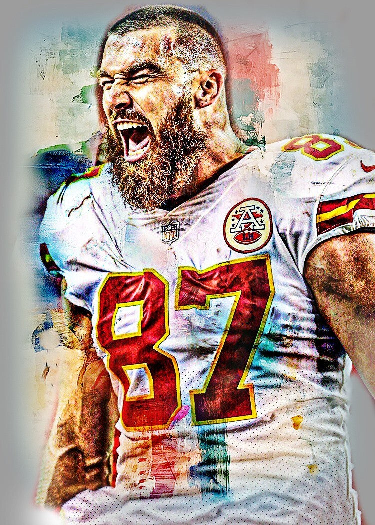 Patrick Mahomes Kansas City Chiefs 3/5 Art Print Card By.Marci