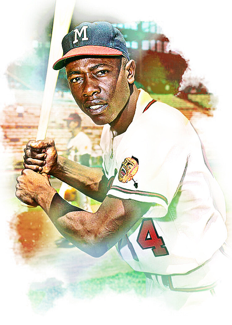 Hank Aaron Atlanta Braves 4/5 ACEO Art Print Card By.Marci