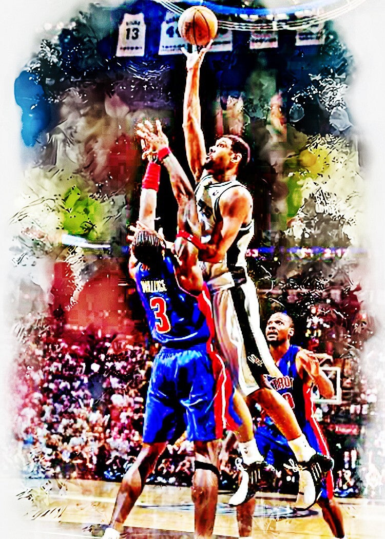 Tim Duncan vs Ben Wallace 2/10 ACEO Art Print Card By.Marci