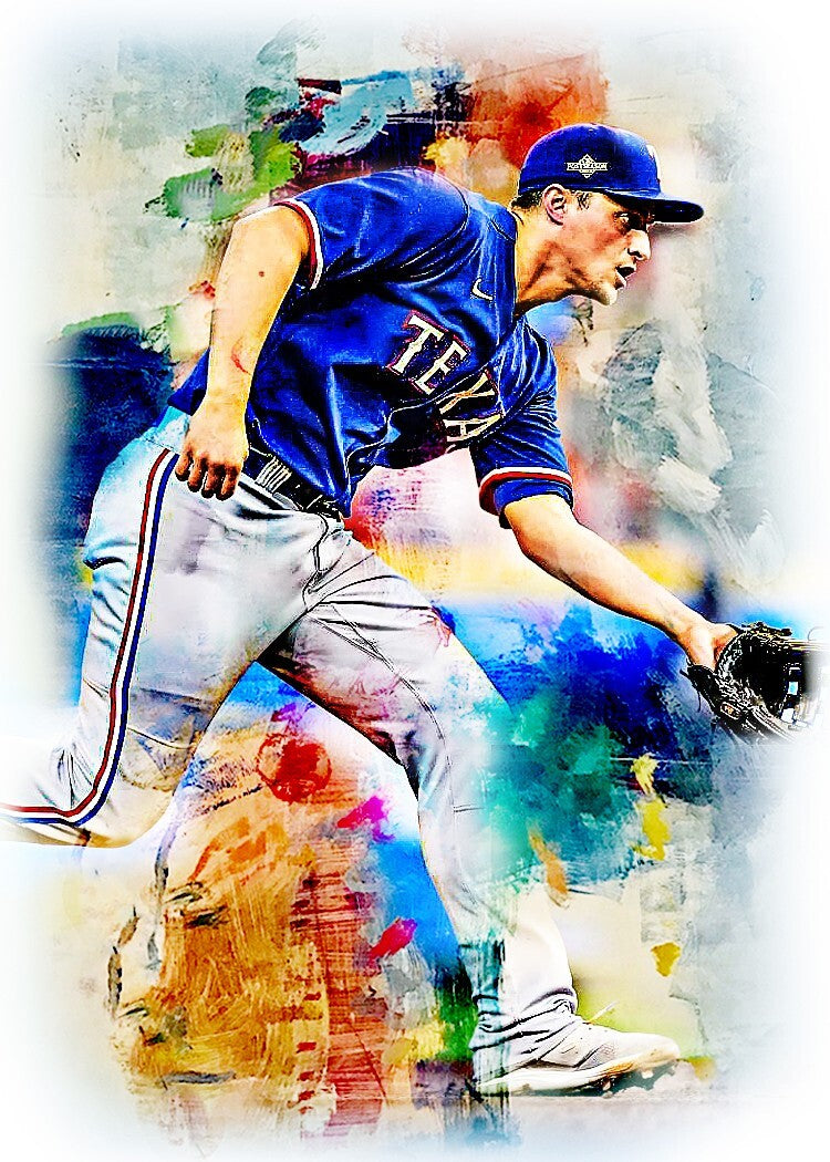 Corey Seager Texas Rangers 2/5 ACEO Art Print Card By.Marci