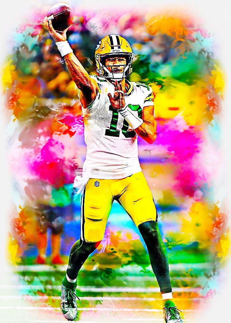Jordan Love Green Bay Packers 2/5 Art Print Card By.Marci